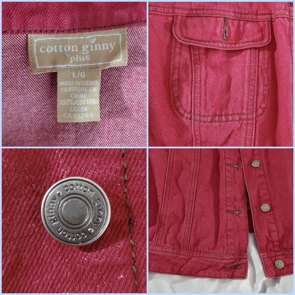 Vintage 80's COTTON GINNY PLUS- Red Heathered Denim Jacket - Picture 16 of 16